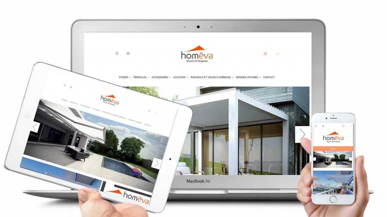 Site Ecommerce d'homeva, stores et pergolas